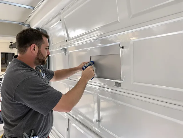 Garage door panel repair by Paramount Garage Door Repair in Paramount